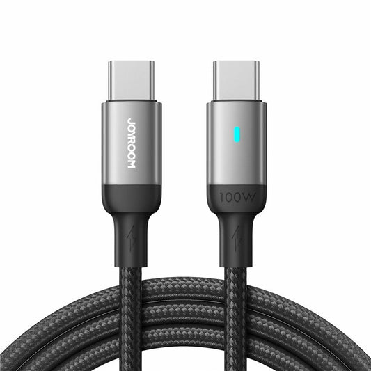 JOYROOM S-CC100A10 Feifan Series for iPhone 16-15 Series 1.2m 100W Type-C to Type-C Fast Charging Cord Braided 480Mbps Data Cable - Black