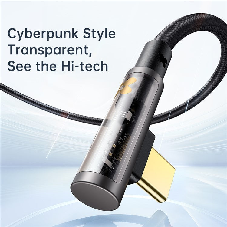MCDODO CA-3400 for iPhone 15 Series 1.2m 90 Degree L-shaped 100W Fast Charging Type-C to Type-C Transparent Data Cable - Black