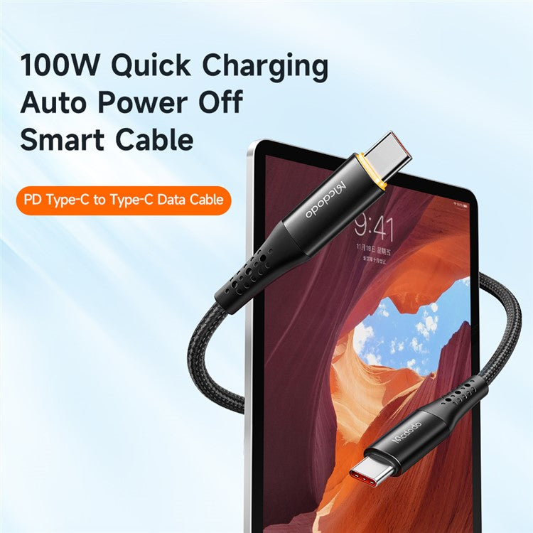 MCDODO CA-3460 for iPhone 15 Series 1.2m 100W Quick Charging Auto Power Off Smart Cable PD Type-C to Type-C Data Cable