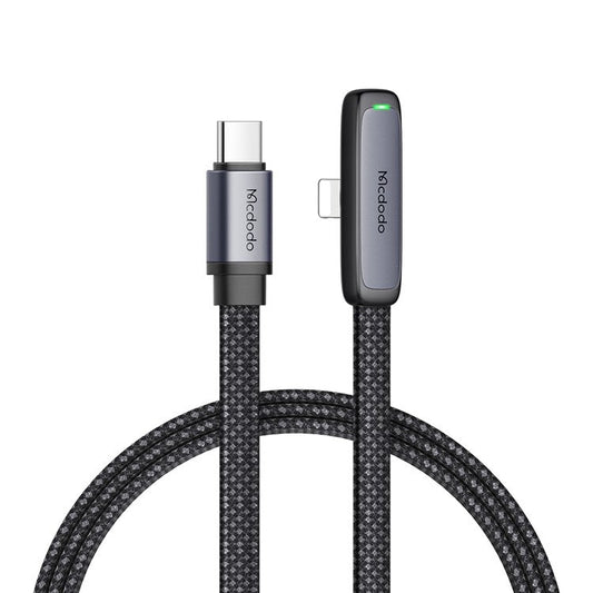 MCDODO CA-3351 MDD 1.8m Elbow Angled Type-C to Lightning 3A Fast Charging Cable Nylon Braided Data Transmission Cord - Black