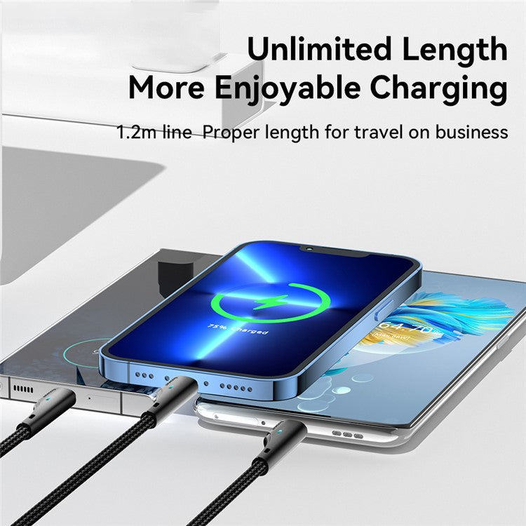 ESSAGER 1.2m 3-in-1 Charging Cable 3A USB to Micro USB, Type-C, for iPhone, iPad Data Cable