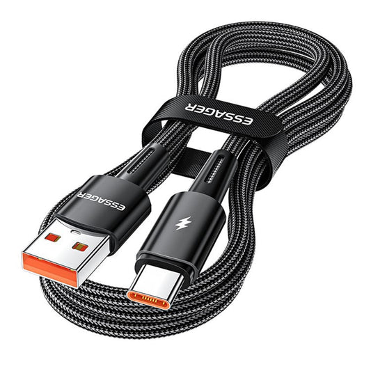 ESSAGER 1m USB to Type-C Data Transmission Cable 120W Fast Charging Cord - Black