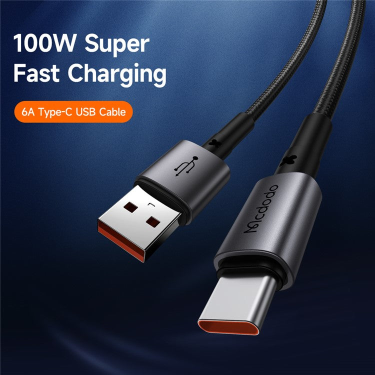 MCDODO CA-3591 MDD for iPhone 15 Series 1.8m 100W 6A Type-C Charging Cable 480Mbps USB to USB-C Data Cable for Cell Phone (Black)