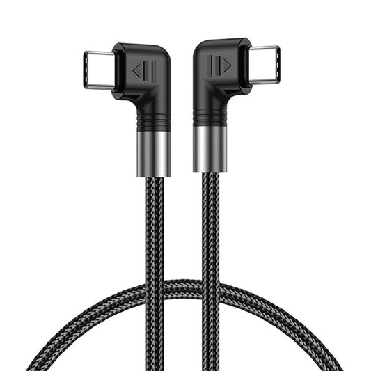 For iPhone 15 Series A9 2m Nylon Braided 5A 100W Fast Type-C to Type-C Charging Cord 480Mbps Data Cable with Dual Elbow Heads