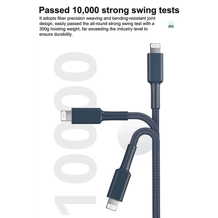 MOVE SPEED YSUCM01 1.2m MFi Certified Lightning Phone Charging Cable 3A Data Cord - Blue