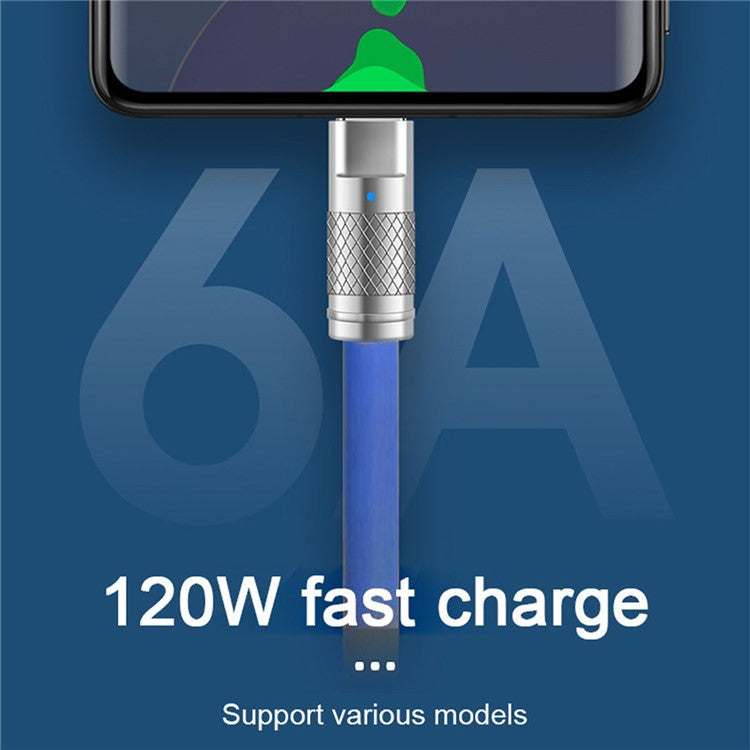 UC-023-OR-2.0M 2m USB-A to Type-C Liquid Silicone Ultra Soft 120W Power Fast Charge Data Cable - Blue
