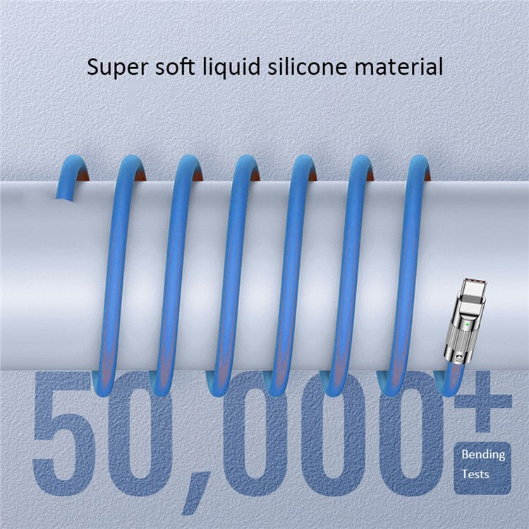 UC-023-OR-2.0M 2m USB-A to Type-C Liquid Silicone Ultra Soft 120W Power Fast Charge Data Cable - Blue