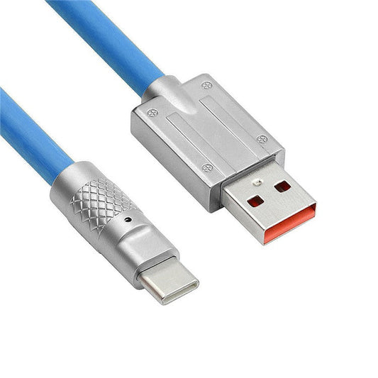 UC-023-OR-1.0M 1m Ultra Soft USB-A to Type-C Liquid Silicone 120W Power Data Cable Fast Charge Cord - Blue