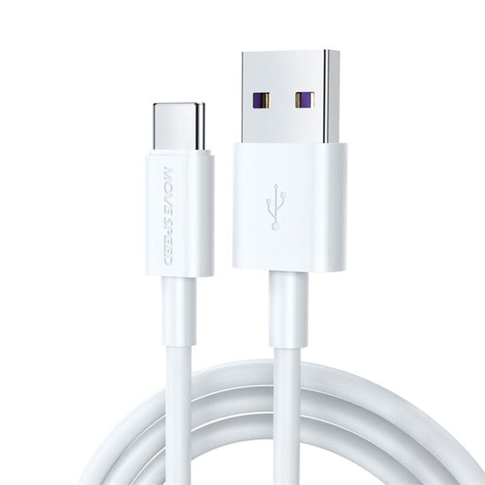 MOVE SPEED YSUCT02-C12W 5A USB C Data Cable 1.2m USB-A to Type C Fast Charging TPE Cord - White