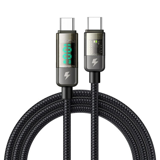MCDODO CA-361 5A 100W Type-C to Type-C Charging Cable, 1.2m Auto Power Off Transparent Data Cable with Digital Display