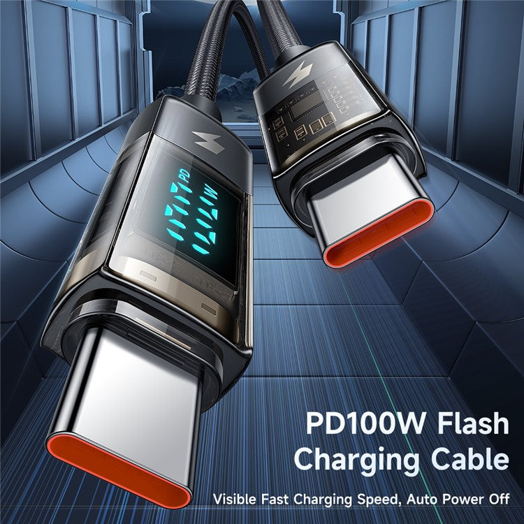 MCDODO CA-3611 MDD for iPhone 15 Series 1.8m Type-C to Type-C Data Cable Transparent Digital Display 100W Charging Cable (Auto Power Off)