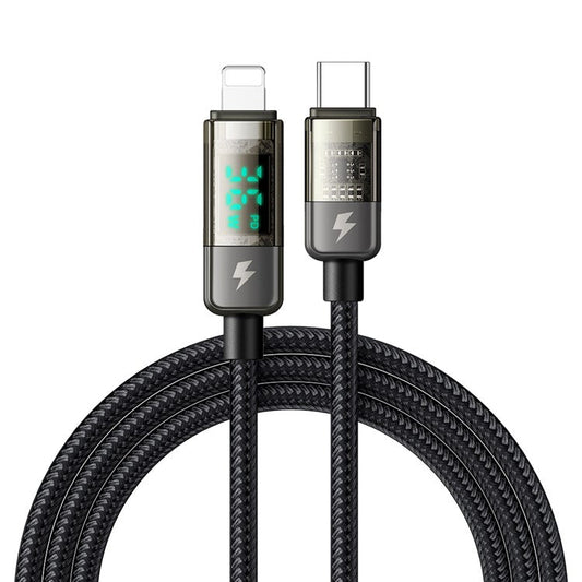 MCDODO CA-3601 1.8m PD 36W Digital Display Type-C to Lightning Auto Power Off Transparent Data Cable