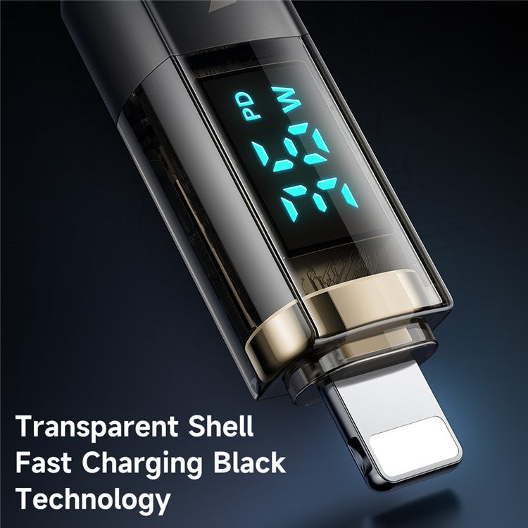 MCDODO CA-3601 1.8m PD 36W Digital Display Type-C to Lightning Auto Power Off Transparent Data Cable