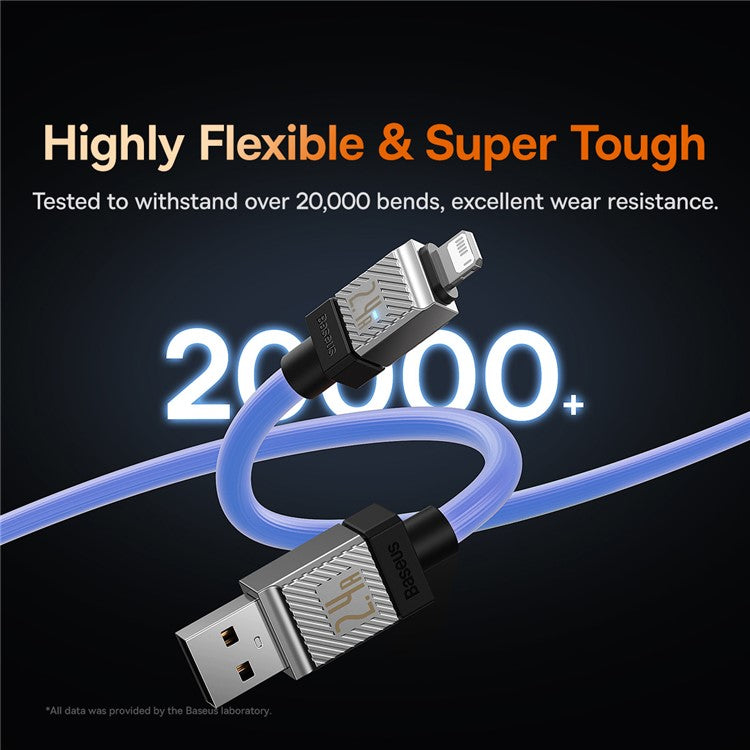 BASEUS CoolPlay Series CB000044 1m Data Transfer Line 2.4A Fast Charging USB to iP 7Pin Charging Cable - Blue