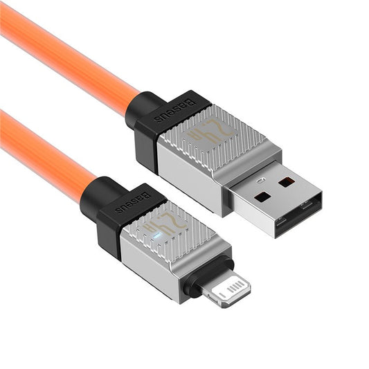 BASEUS CoolPlay Series CB000044 2m USB to iP 7Pin Cable 2.4A High-Speed 480Mbps Data Transfer Line Cord - Orange