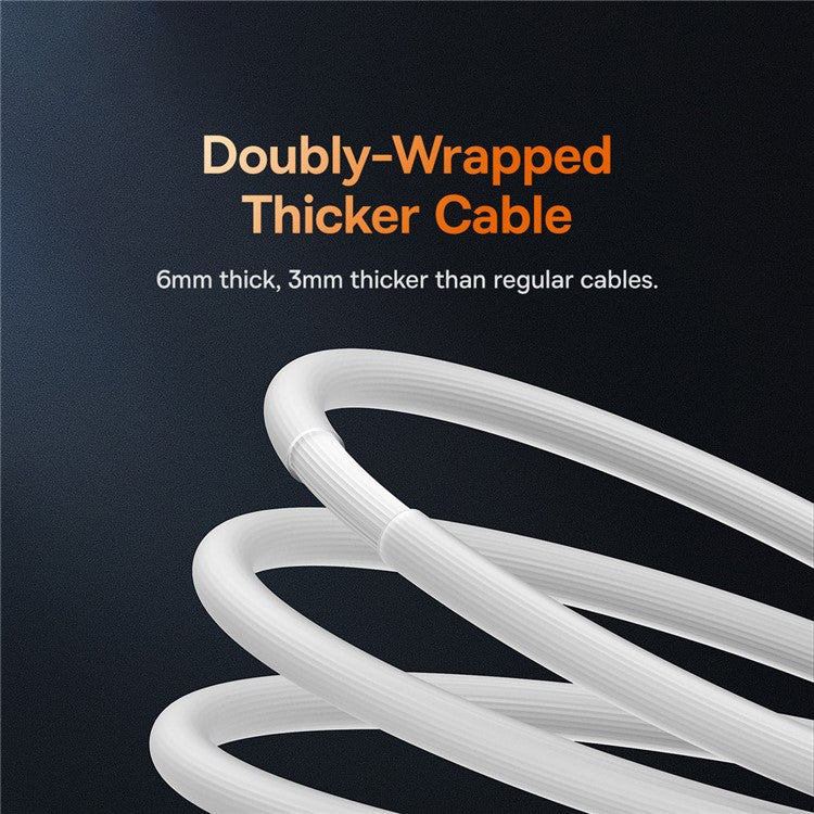 BASEUS CoolPlay Series CB000044 2m USB to iP 7Pin Cable 2.4A High-Speed 480Mbps Data Transfer Line Cord - White
