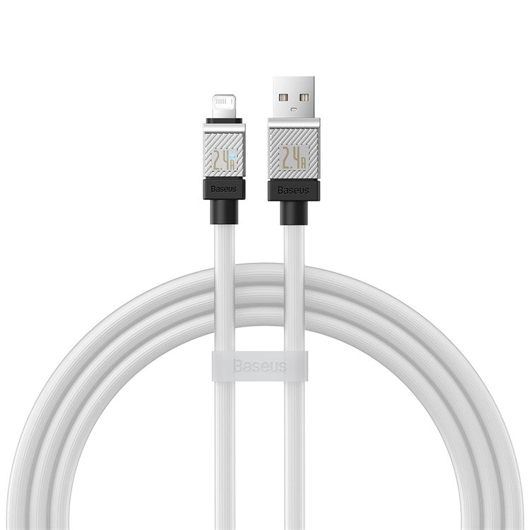 BASEUS CoolPlay Series CB000044 2m USB to iP 7Pin Cable 2.4A High-Speed 480Mbps Data Transfer Line Cord - White