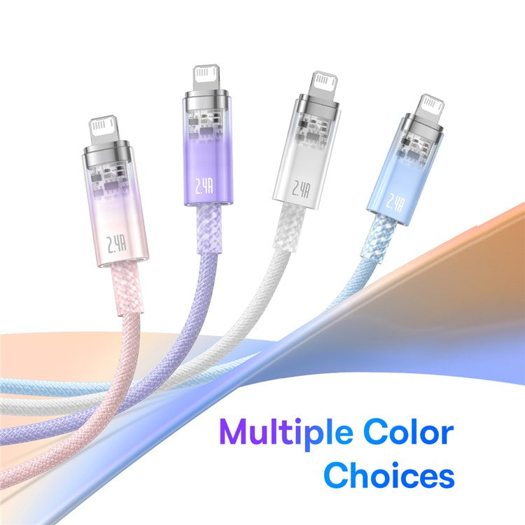 BASEUS Explorer Series 1m Charging Cable USB to iP 2.4A Fast Charging Data Sync Cord with Smart Temperature Control - Pink