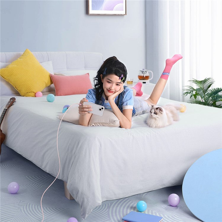BASEUS Explorer Series 1m Charging Cable USB to iP 2.4A Fast Charging Data Sync Cord with Smart Temperature Control - Pink