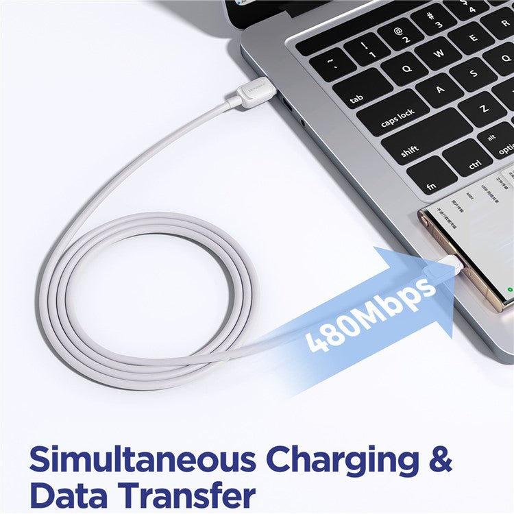JOYROOM S-AM018A14 Multi-Color Series 2m 2.4A USB-A to Micro Fast Charging Cable TPE Phone Data Cord - White