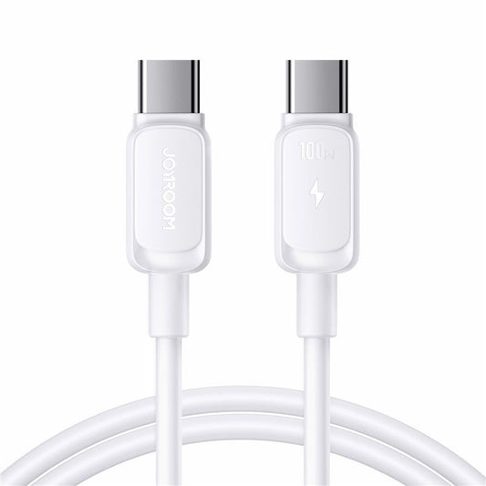 JOYROOM S-CC100A14 Multi-Color Series for iPhone 16-15 Series 1.2m 100W Type-C to Type-C Data Cable Fast Charging TPE Cord - White