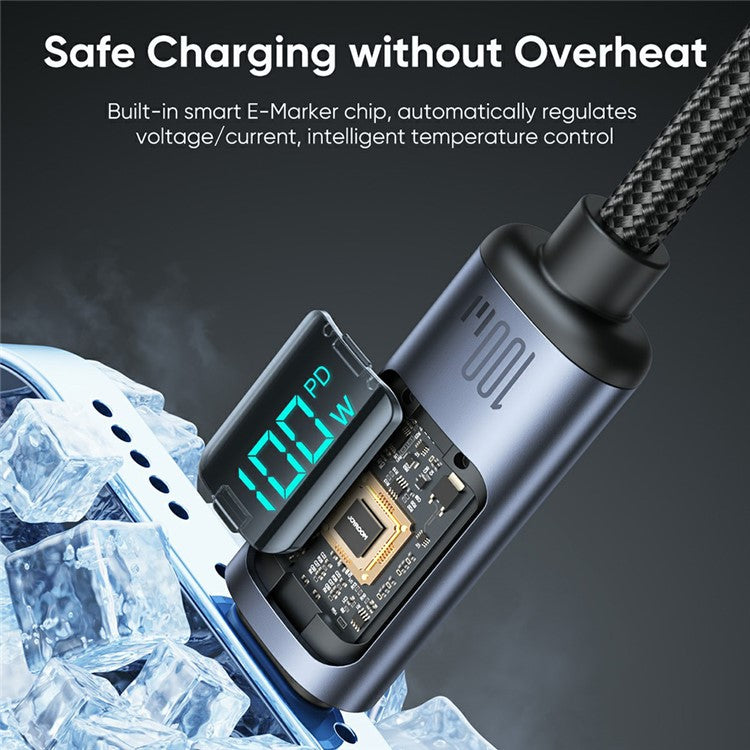 JOYROOM S-CC100A16 1.2m Prism Series for iPhone 16-15 Series Type-C to Type-C Digital Display Fast Charging Data Cable