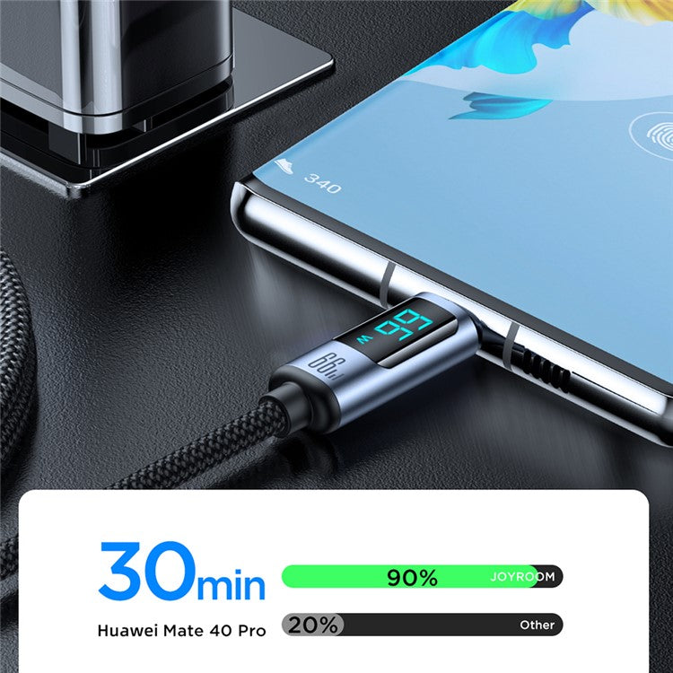 JOYROOM S-AC066A16 1.2m Prism Series for iPhone 15 Series Digital Display 66W Fast Charging USB-A to Type-C Data Cable