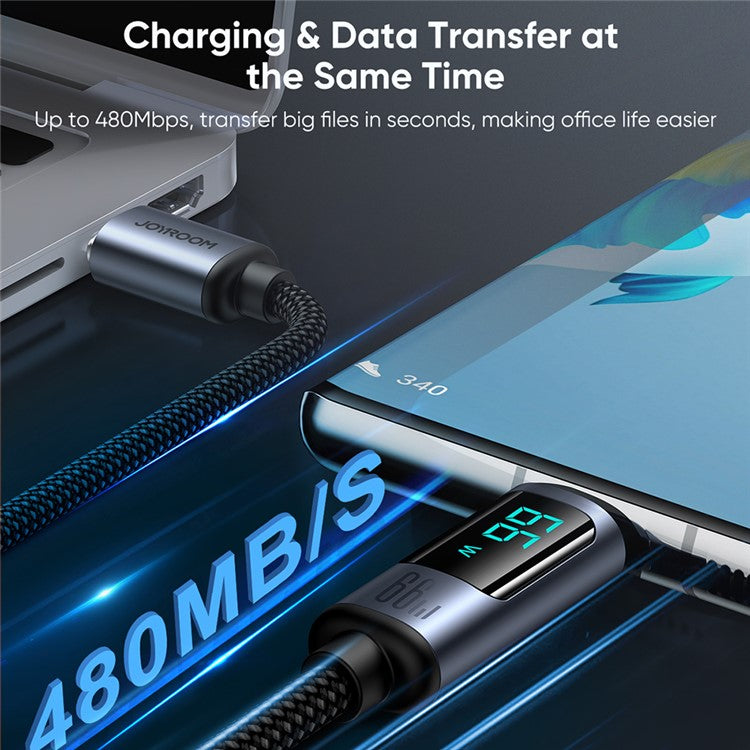 JOYROOM S-AC066A16 1.2m Prism Series for iPhone 15 Series Digital Display 66W Fast Charging USB-A to Type-C Data Cable