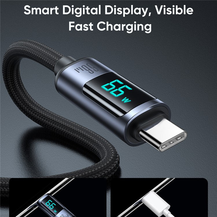 JOYROOM S-AC066A16 1.2m Prism Series for iPhone 15 Series Digital Display 66W Fast Charging USB-A to Type-C Data Cable