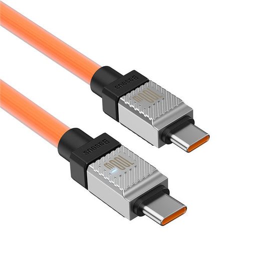 BASEUS CoolPlay Series for iPhone 15 Series CB000047 1m Type C to C 100W Cable Ultra Fast Charging PD Charger Cord 480Mbps Data Cable - Orange