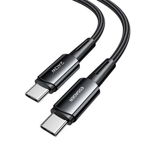 ESSAGER 2m Type-C to Type-C PD 240W Nylon Braided Data Cable Phone Tablet Fast Charging Cord