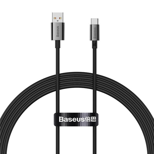 BASEUS Superior Series 1.5m Fast Charging Data Cable USB to Type-C 100W TPE Cord - Black