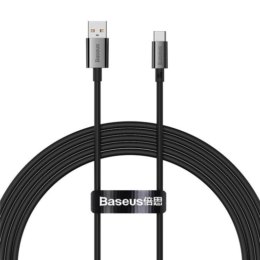 BASEUS CB000015 Superior Series 2m USB-A to Type-C Fast Charging 100W Data Cable ABS+TPE Phone Cord - Black