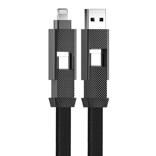 ENKAY HAT PRINCE 4-in-1 0.15m 60W Charging Data Cable Nylon Braided USB / Type-C / Lightning Magnetic Fast Charging Cord