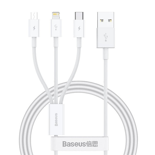 BASEUS Superior Series 1m 3-in-1 Charging Cable USB to Micro / iP / Type-C 3.5A Fast Charging Data Cord