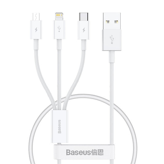 BASEUS Superior Series 0.5m 3-in-1 Fast Charger Cable USB to Micro / iP / Type-C 3.5A Charging Data Transfer Cord