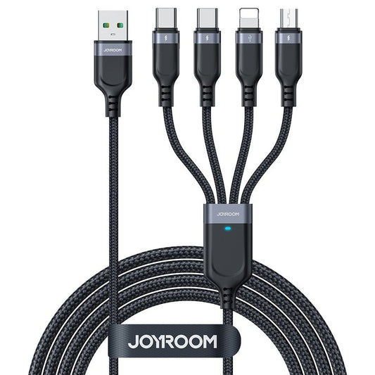 JOYROOM S-1T4018A18 1.2m Multi-use Series for iPhone 15 Series 4-in-1 Type-C*2+Lightning+Micro 3.5A Fast Charging Data Cable