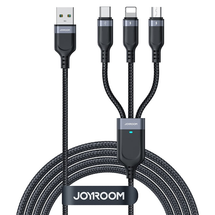 JOYROOM S-1T3018A18 1.2m Multi-use Series for iPhone 15 Series 3.5A Fast Charging 3-in-1 Lightning+Type-C+Micro Data Cable