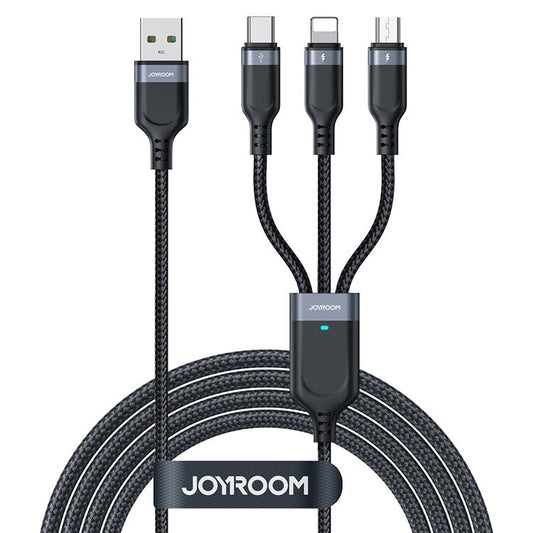 JOYROOM S-1T3018A18 1.2m Multi-use Series for iPhone 15 Series 3.5A Fast Charging 3-in-1 Lightning+Type-C+Micro Data Cable