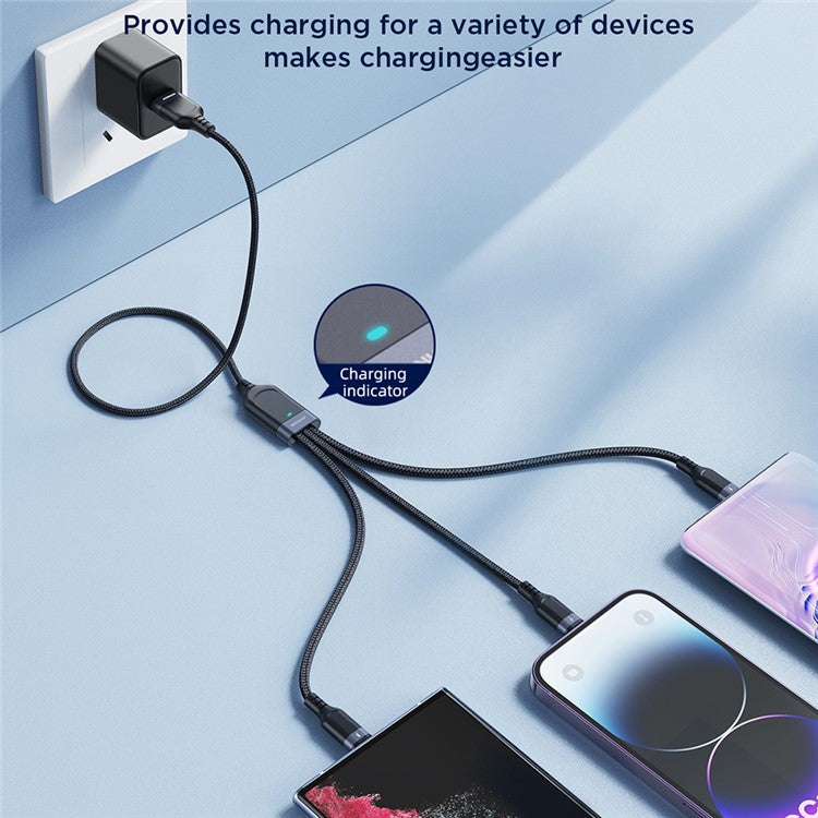 JOYROOM S-1T3018A18 1.2m Multi-use Series for iPhone 15 Series 3.5A Fast Charging 3-in-1 Lightning+Type-C+Micro Data Cable