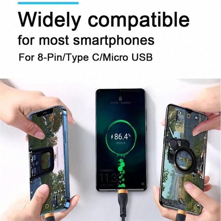 For iPhone 15 Series 1.2m PD 100W 3-in-1 Type-C to Lightning+Type-C+Micro Data Cable Phone Fast Charging Nylon Cable - Dark Green