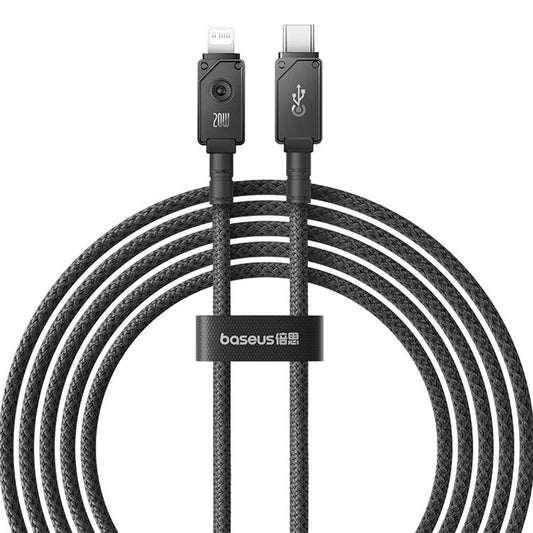 BASEUS Unbreakable Series 2m Type-C to iP Aramid Fiber Braided 20W Fast Charging Data Cable - Cluster Black