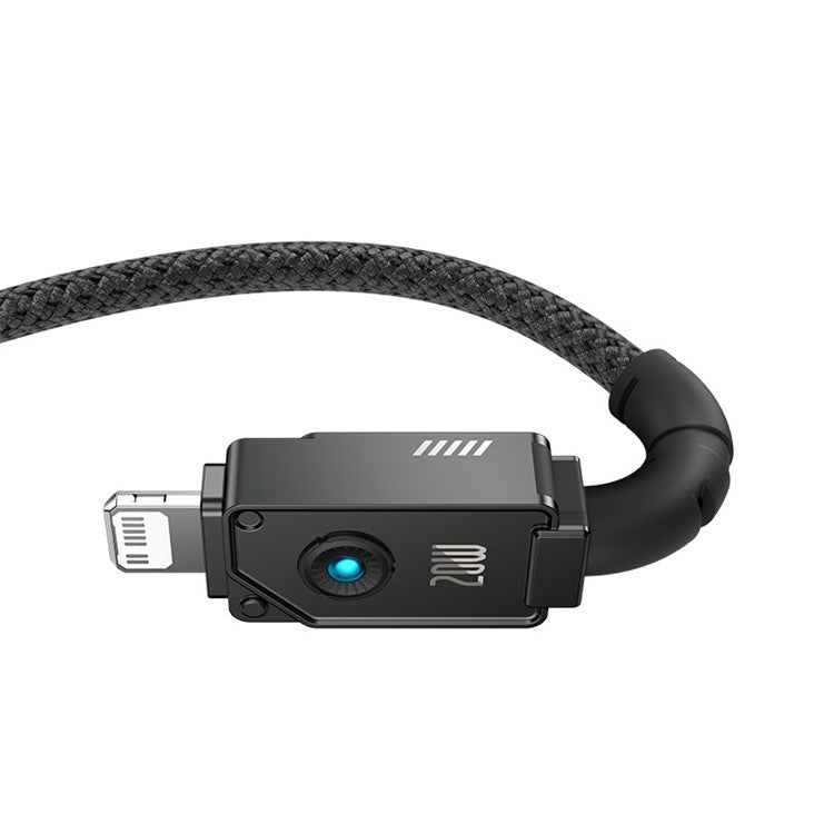 BASEUS Unbreakable Series 2m Type-C to iP Aramid Fiber Braided 20W Fast Charging Data Cable - Cluster Black
