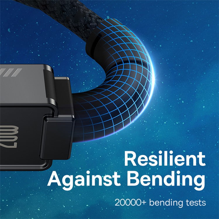 BASEUS Unbreakable Series 2m Type-C to iP Aramid Fiber Braided 20W Fast Charging Data Cable - Cluster Black