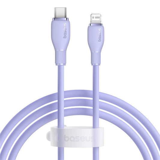BASEUS Pudding Series 1.2m Type-C to iP Fast Charging Cable 20W 480Mbps Charging Data Cord - Purple