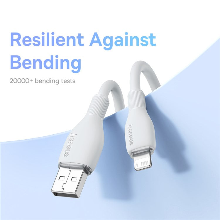 BASEUS Pudding Series Fast Charging Data Cable USB to iP 2.4A 1.2m Charging Cord Support 480Mbps Transmission - White