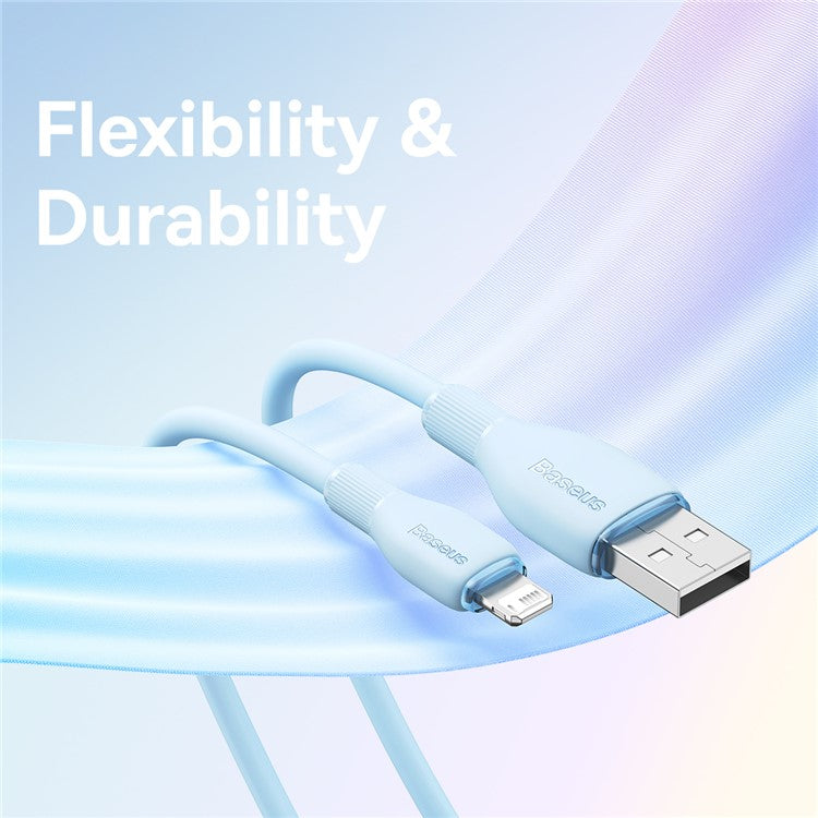 BASEUS Pudding Series Fast Charging Data Cable USB to iP 2.4A 1.2m Charging Cord Support 480Mbps Transmission - Blue