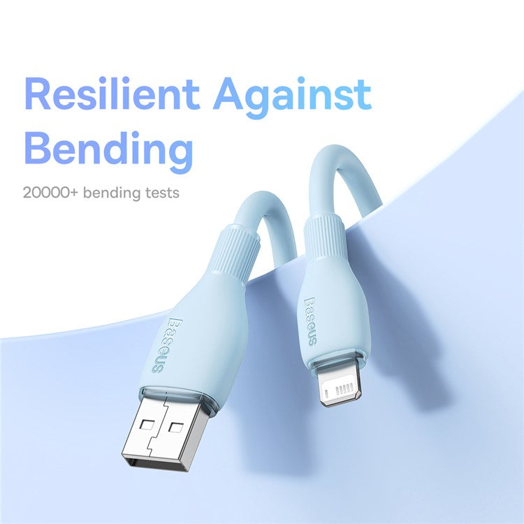 BASEUS Pudding Series Fast Charging Data Cable USB to iP 2.4A 1.2m Charging Cord Support 480Mbps Transmission - Blue