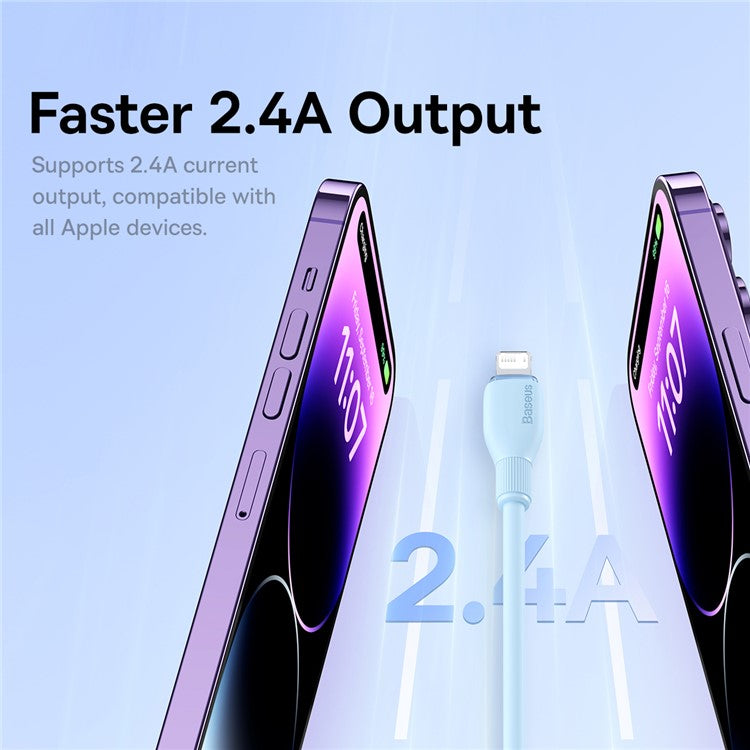 BASEUS Pudding Series Fast Charging Data Cable USB to iP 2.4A 1.2m Charging Cord Support 480Mbps Transmission - Blue