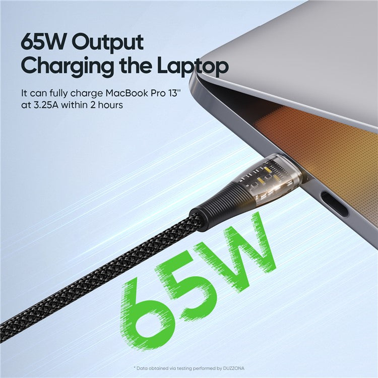 DUZZONA A6 1m USB C to USB C Cable PD 65W Fast Charging PVC Nylon Braided Data Cord for iPhone 16-15 Series / Huawei Mate 60 / Xiaomi